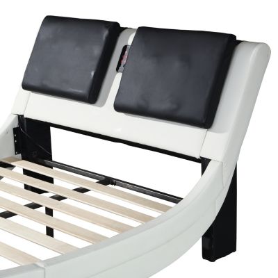 Streamdale PU Platform Bed with LED Lighting & Tooth Lock