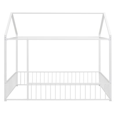 Streamdale Metal House Bed Frame with Fence for Kids