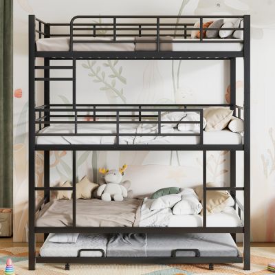 Streamdale Metal Twin Size Triple Bunk Bed With Trundle