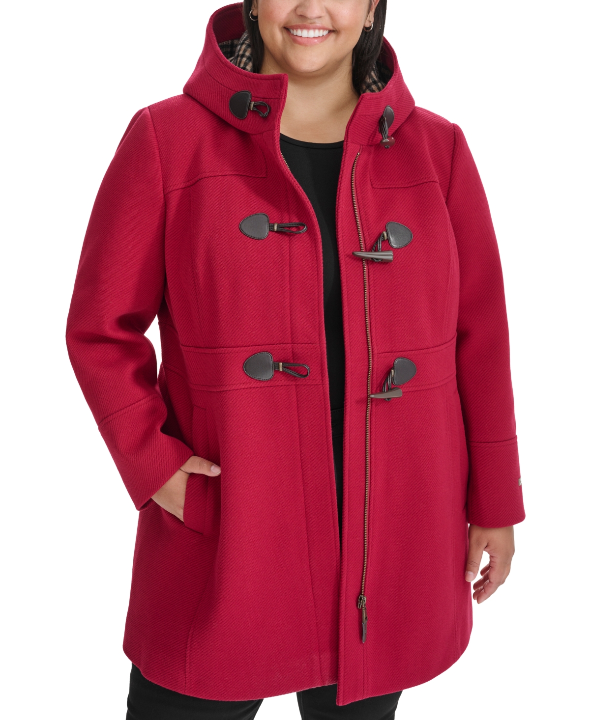 Tommy Hilfiger Plus Size Hooded Toggle Walker Coat Created For Macy s In Red ModeSens