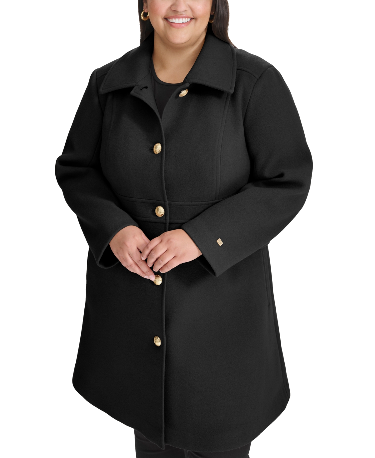 Tommy Hilfiger Plus Size Collared Button-Front Coat, Created for Macy's