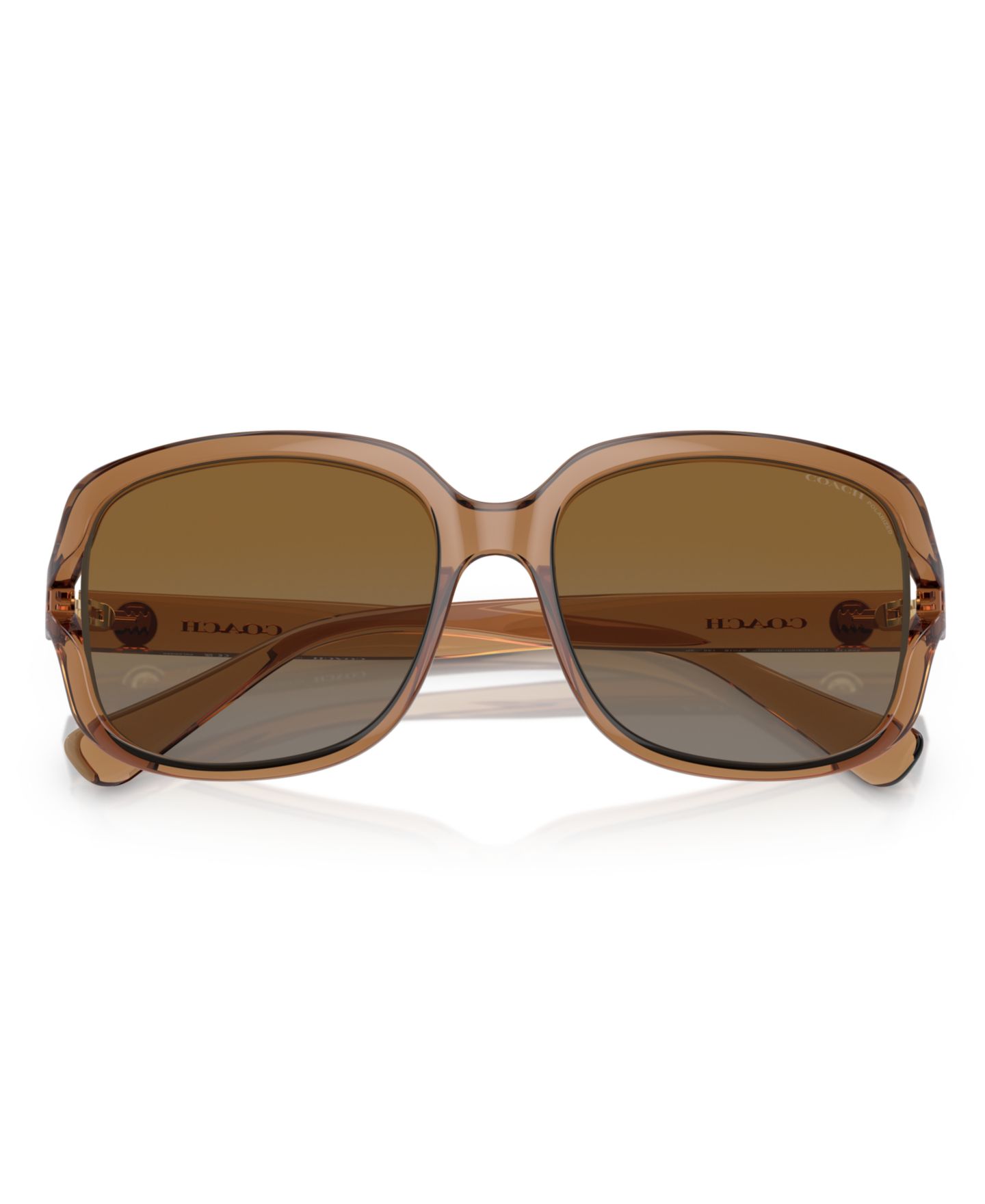 Женские солнцезащитные очки COACH Polarized Sunglasses, HC8169, цвет: Прозрачный коричневый — фото 3