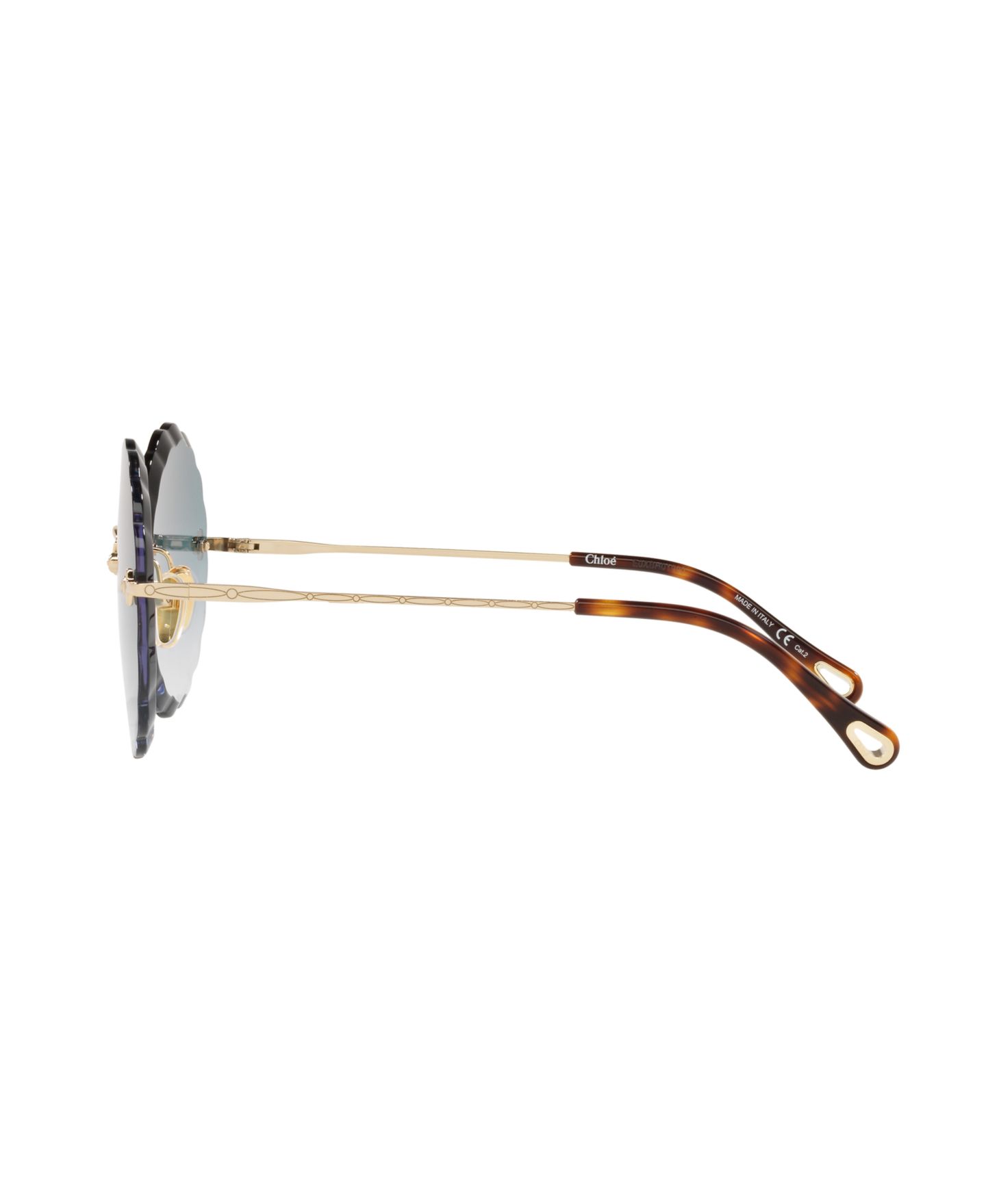 Женские солнцезащитные очки Chloe Round Etched Metal Sunglasses, CH0047S, цвет: Золотой коричневый — фото 7