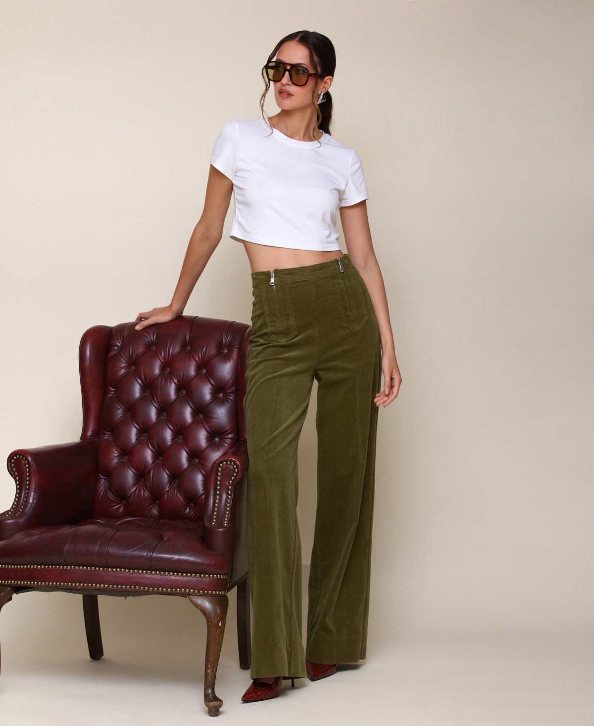 Avec Les Filles Women's Double-Zipper Wide-Leg Pants
