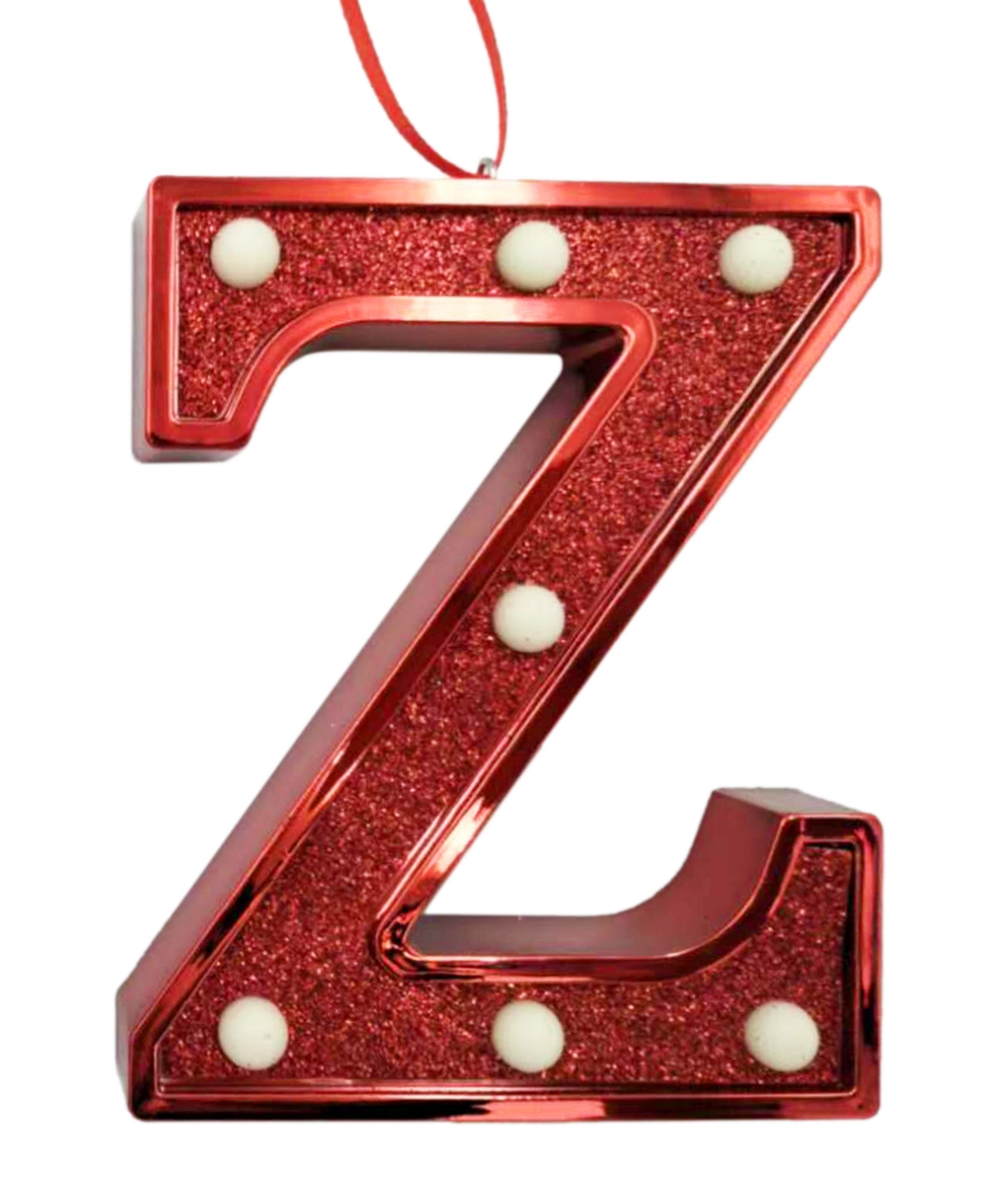 Ganz Light Up Initial Red Glitter Ornament In Red