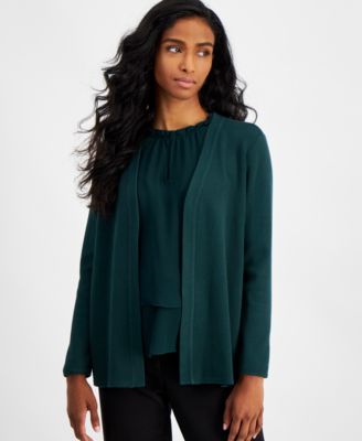 AK Anne Klein - Petite Newport Open-Front Cardigan