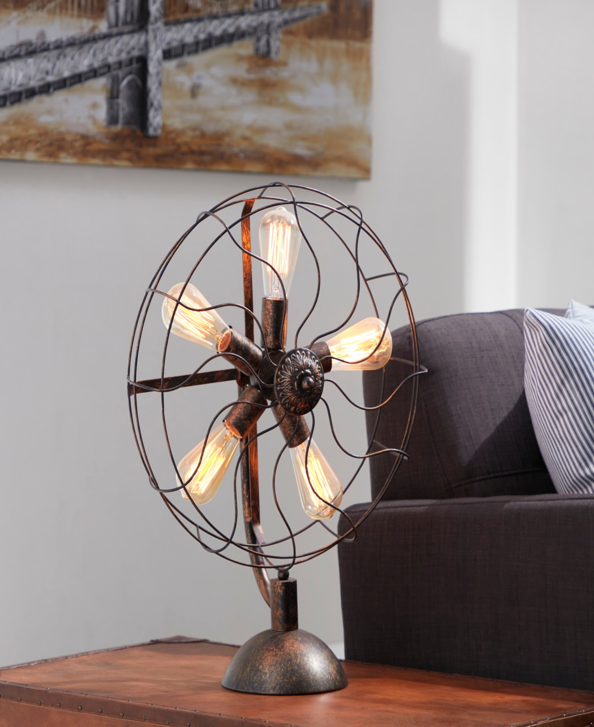 Rosemary Lane 15" Metal Fan Shape 5 Light Accent Lamp In Bronze