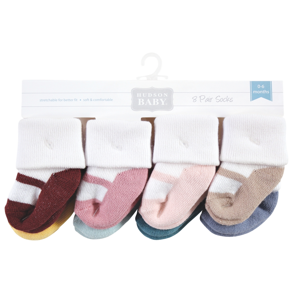 Hudson Baby Baby Girls Cotton Rich Newborn and Terry Socks,- Soft earth tone shoes