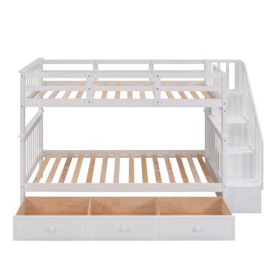 Streamdale Stairway Twin-Over-Twin Bunk Bed With Three Drawers For Bedroom, Dorm