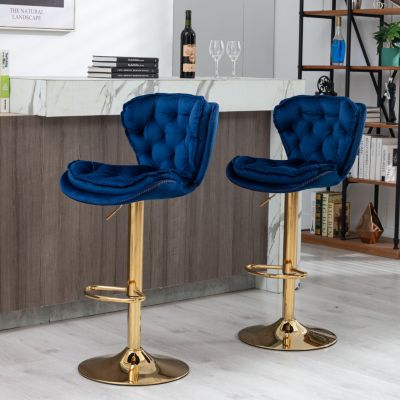 Adjustable Swivel Bar Stools with Chrome Base (Set of 2)