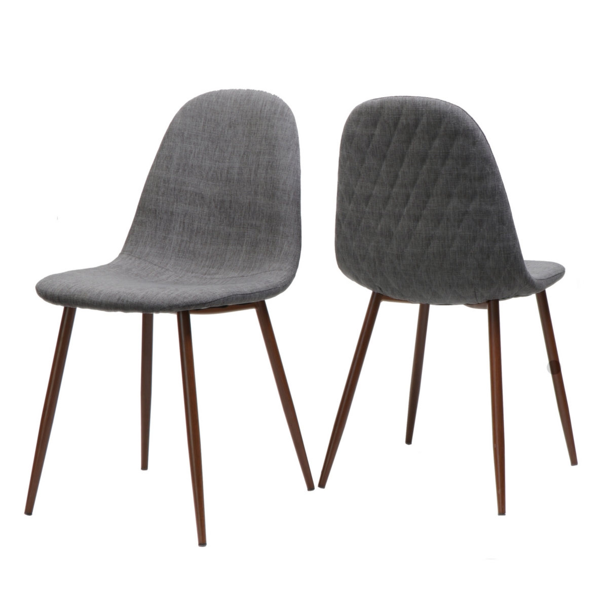 Streamdale Furniture Two Light Grey Fabric Dining Chairs with Iron Legs
