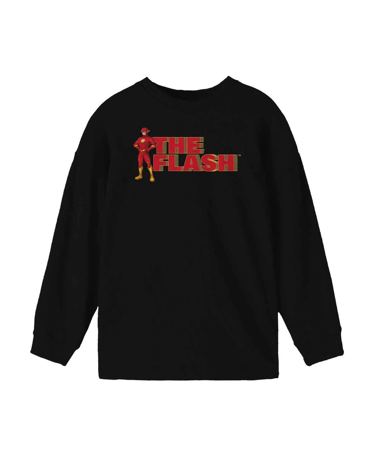 Justice League Boys Flash Character YouthLong Sleeve Shirt - Black