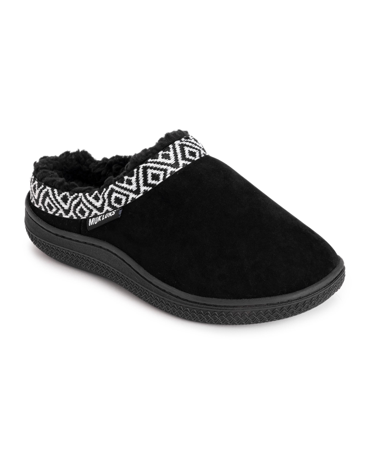 Women's Faux Sueded Clog, Black, Medium - Black