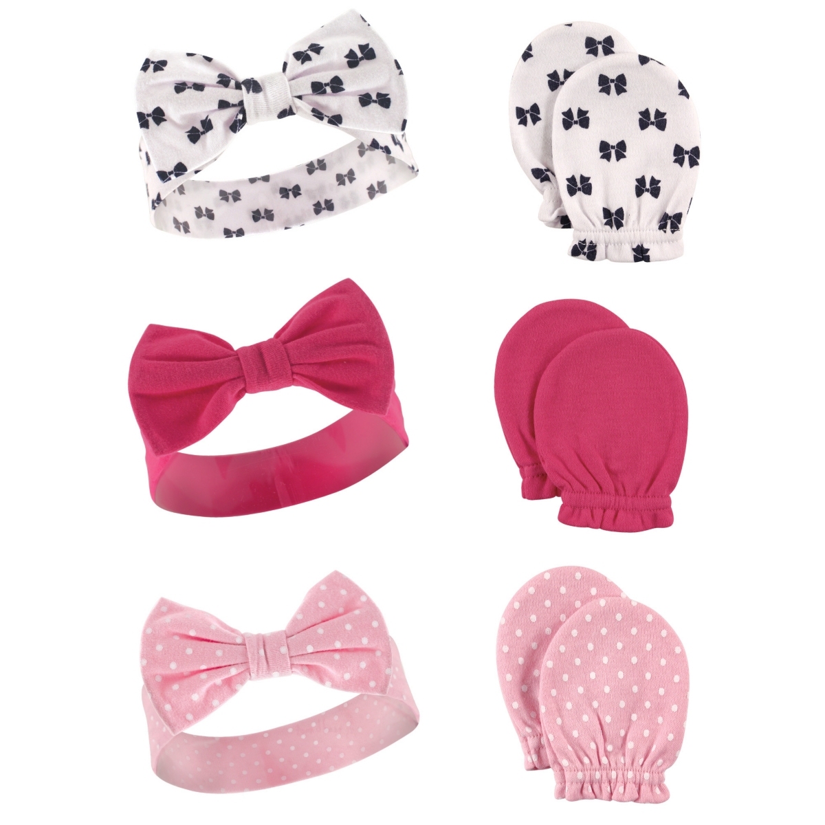 Hudson Baby Baby Girls 12Pc Headband and Scratch Mitten Set, Months - Bows