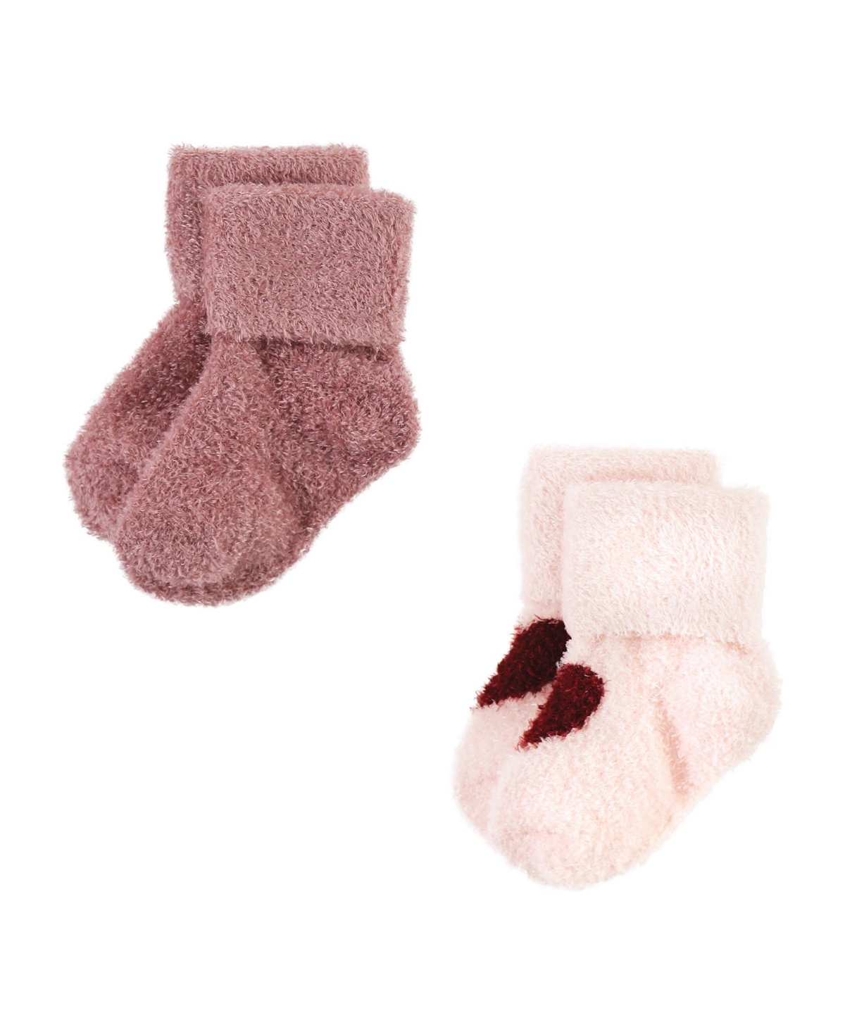 Hudson Baby Baby Girls Cozy Chenille Newborn and Terry Socks,- Burgundy heart