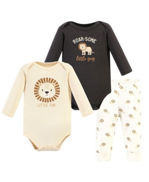 Комплект Hudson Baby 3Pc Long Sleeve Bodysuit and Pant для мальчиков-малышей, цвет: Brave Lion Long Sleeve