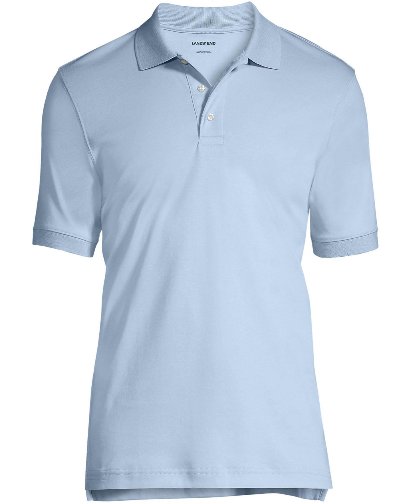 Мужское поло Lands' End Short Sleeve Interlock Polo Shirt, цвет: Синий — фото 3