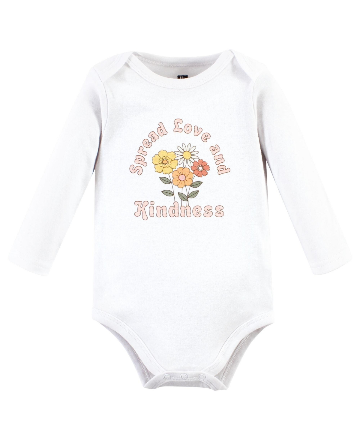 Hudson Baby Baby Girls Cotton Long-Sleeve Bodysuit, Pant and Shoe Set,- Peace love flowers