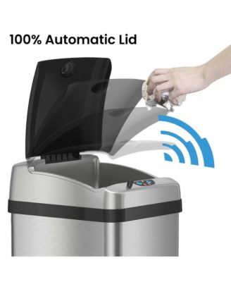 Platinum Edition Stainless Steel Sensor Trash Can with AbsorbX Odor Filter 13 Gallon Silver