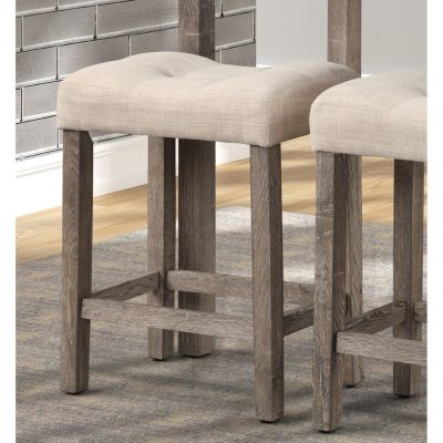 Button Tufted Counter Height Saddle Stool, Set of 2