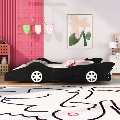 Streamdale Full Size Race Car-Shaped Platform Bed With Wheels