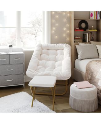 Aisling Oversized Folding Saucer Chair And Ottoman For Dorm, Bedroom