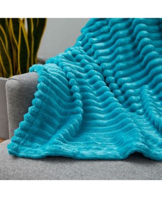 Ultra Soft & Light Ribbed Fleece Blanket - Throw/Travel 50"x60"