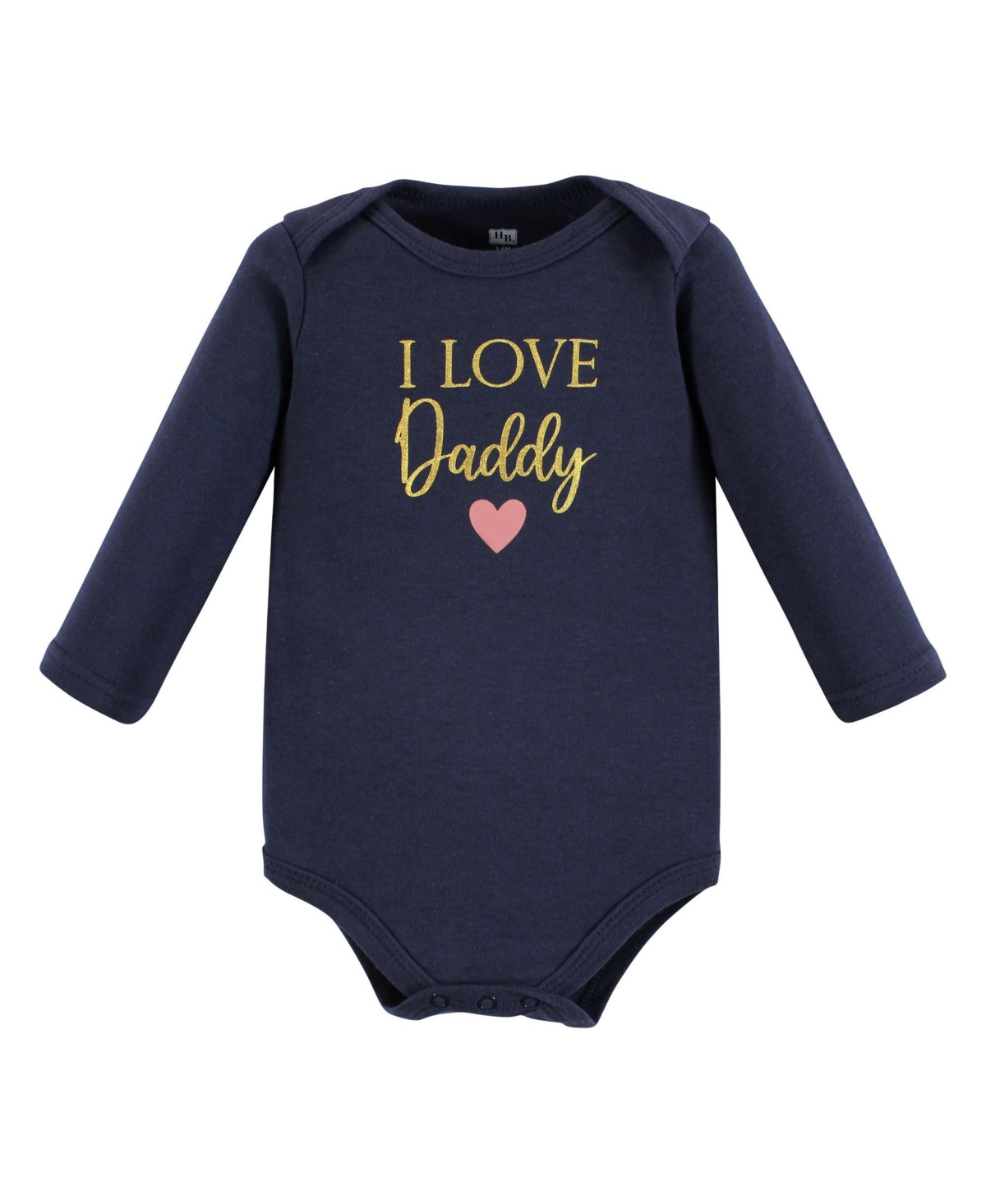 Hudson Baby Baby Girls Cotton Long-Sleeve Bodysuits Daddy Pink Navy 3-Pack - Girl daddy pink navy 3-pack