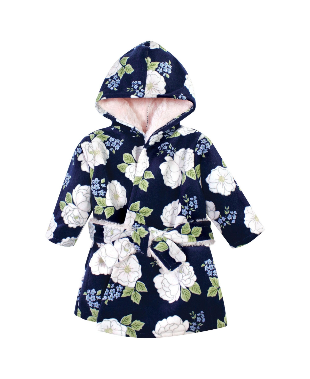 Hudson Baby Baby Girls Hudson Mink with Faux Fur Lining Pool and Beach Robe Cover-ups - White peonies