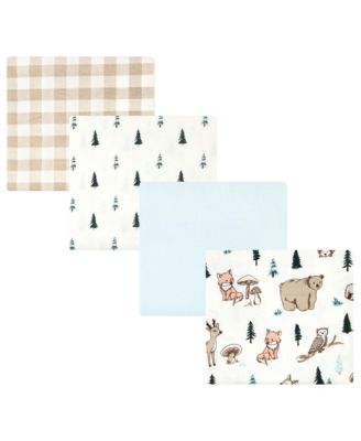 Boys Soft 4 Piece Cotton-Poly Flannel Receiving Blankets