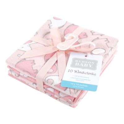 10Pk Flannel Washcloths Cotton Poly