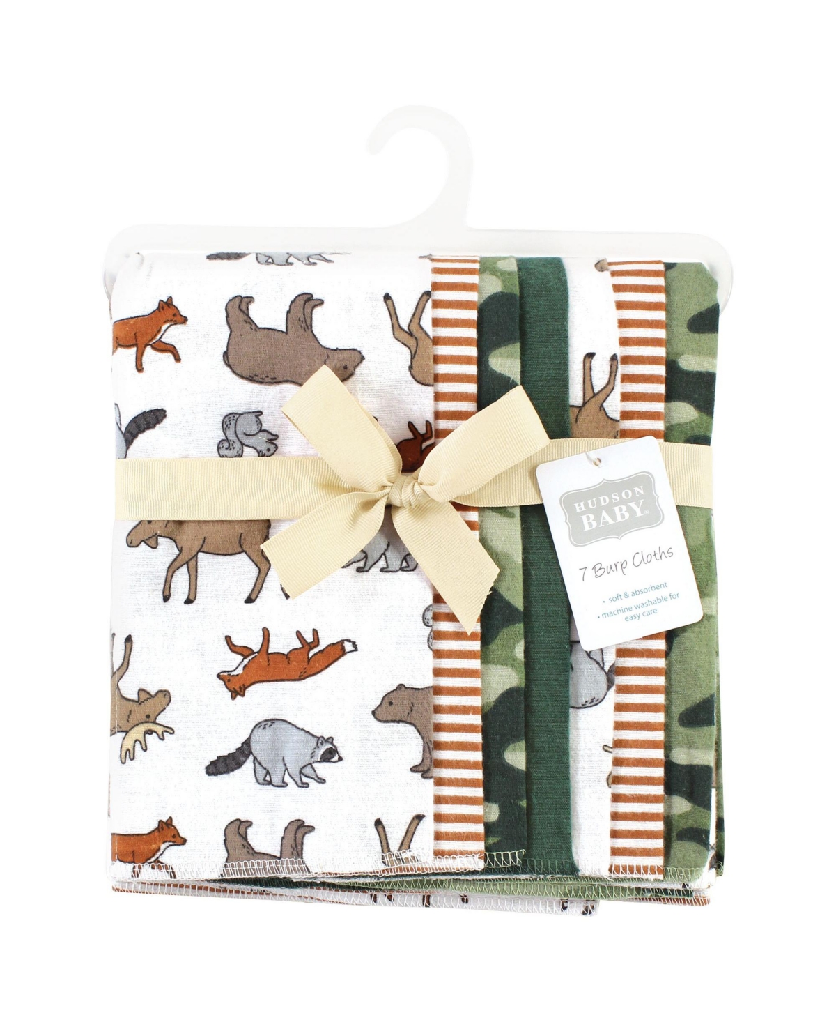 Hudson Baby Infant Boy Cotton Flannel Burp Cloths, Animal Adventure 7 Pack, One Size - Animal adventure 7 pack
