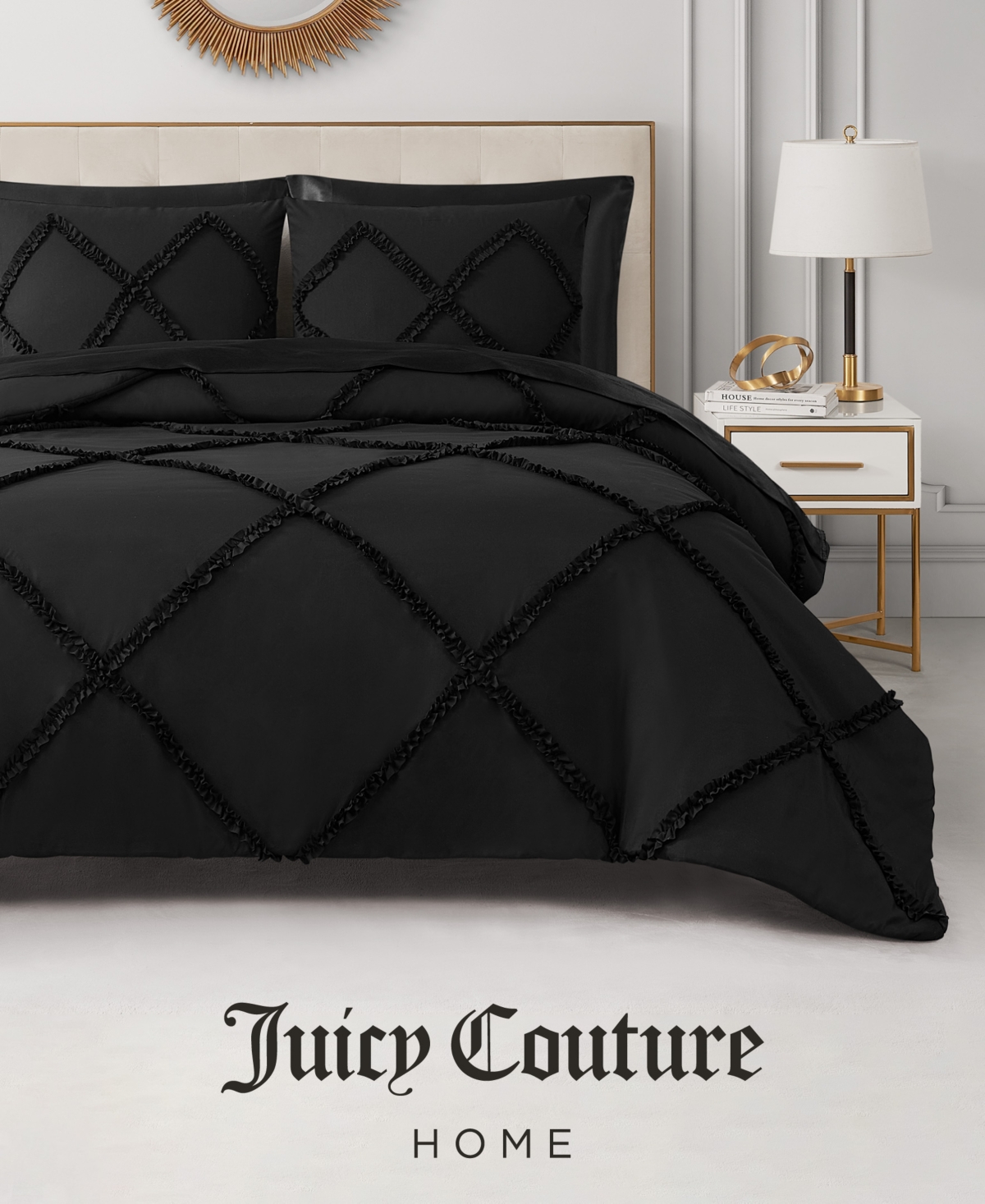 Shop Juicy Couture Diamond Ruffle 2 Piece Reversible Comforter Set, Twin/twin Xl In Light Pink