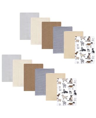 Boys 12 Pack Cotton-Poly Flannel Burp Cloths