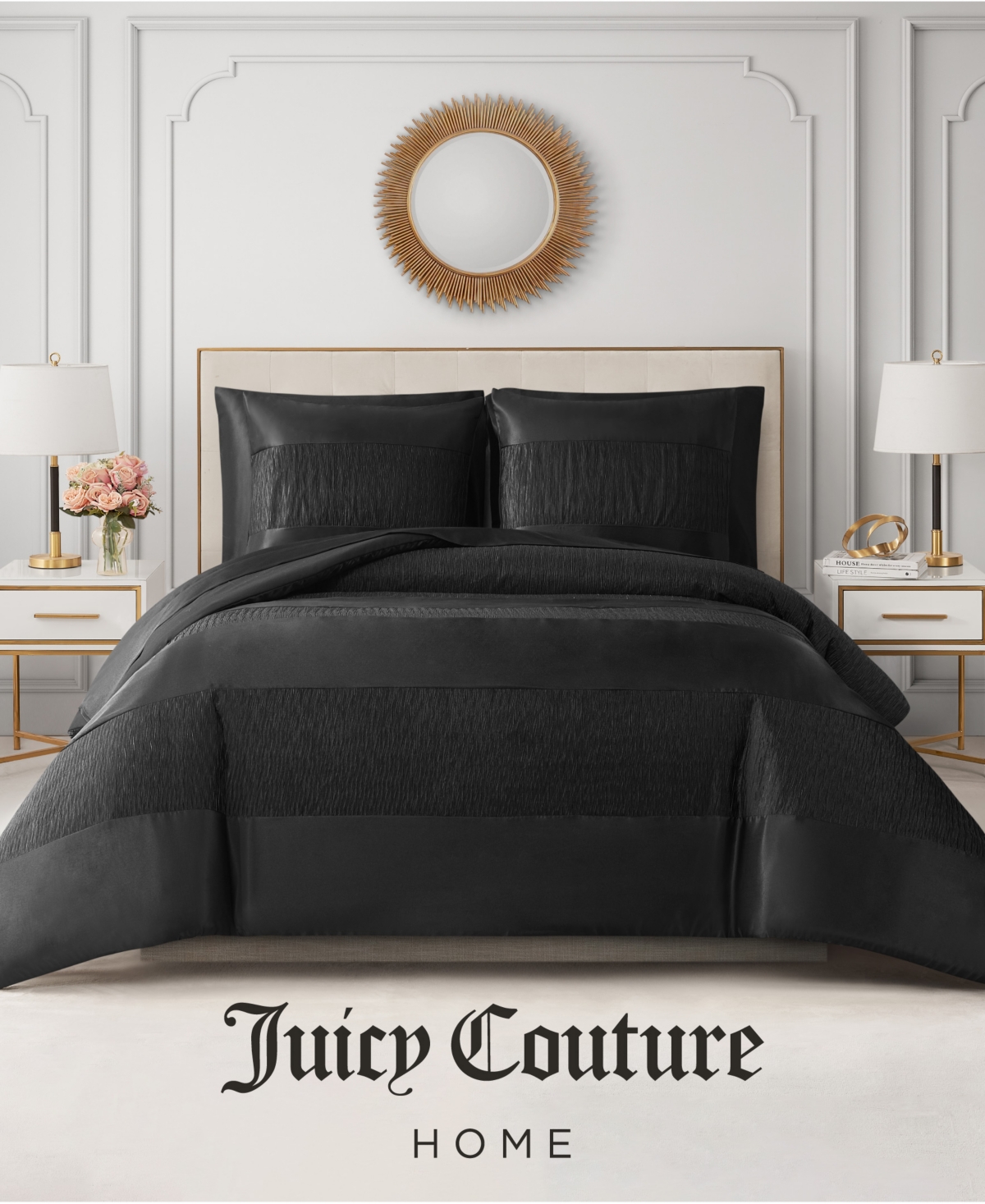 Shop Juicy Couture Glam Night Stripe 4-pc. Duvet Cover Set, Full/queen In Black
