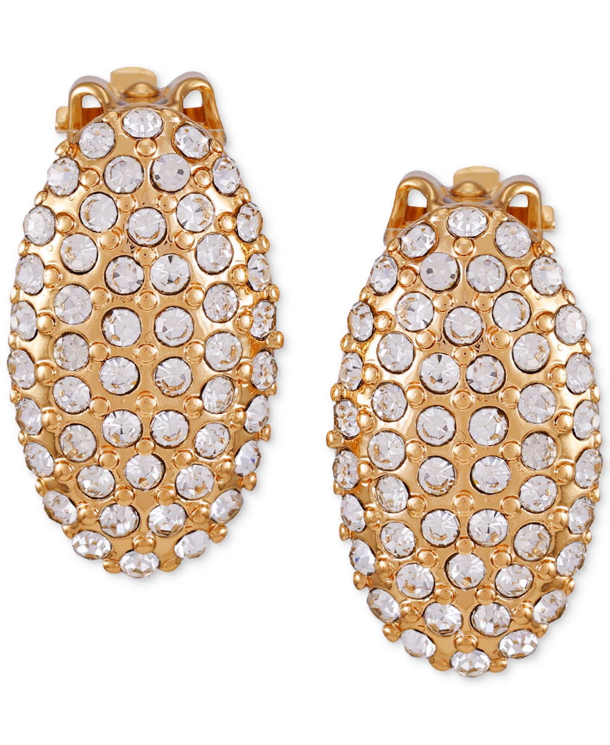 T Tahari Gold-tone Pave Oval Clip-on Stud Earrings In Gold