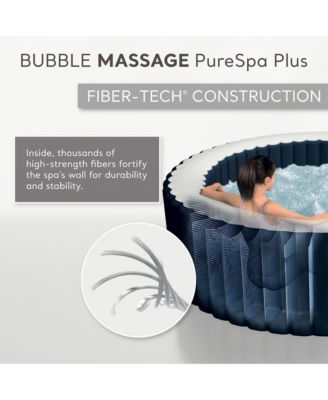 PureSpa Plus 6 Person Inflatable Round Hot Tub Set with 170 AirJets, Blue