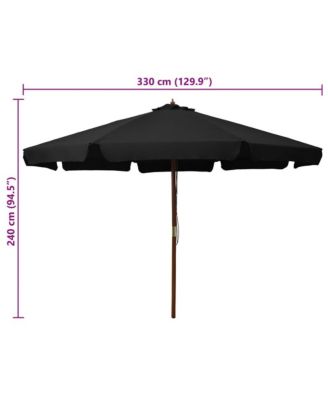 Garden Parasol with Wooden Pole 129.9" Black