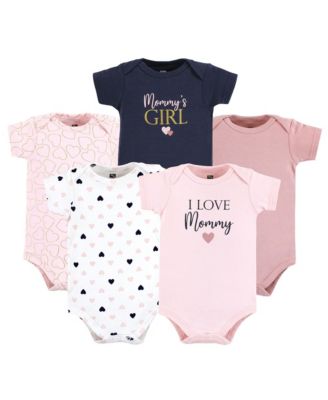 Hudson Baby Baby Girls Hudson Cotton Bodysuits 5-Pack - Girl mommy pink navy 5pk 31$