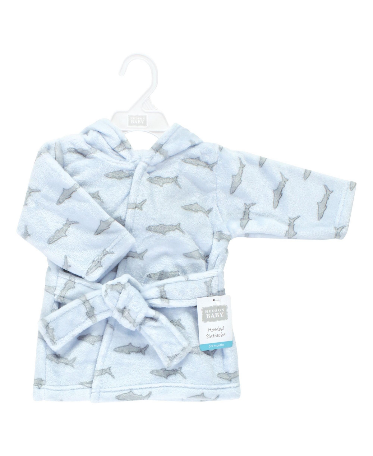 Hudson Baby Baby Boys Plush Animal Face Bathrobe, Months - Blue shark