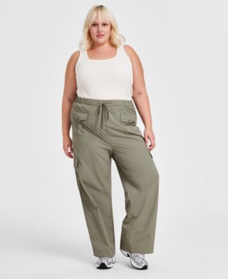 Now This Trendy Plus Size Double Square Neck Tank Drawstring Cargo Pants Created For Macys