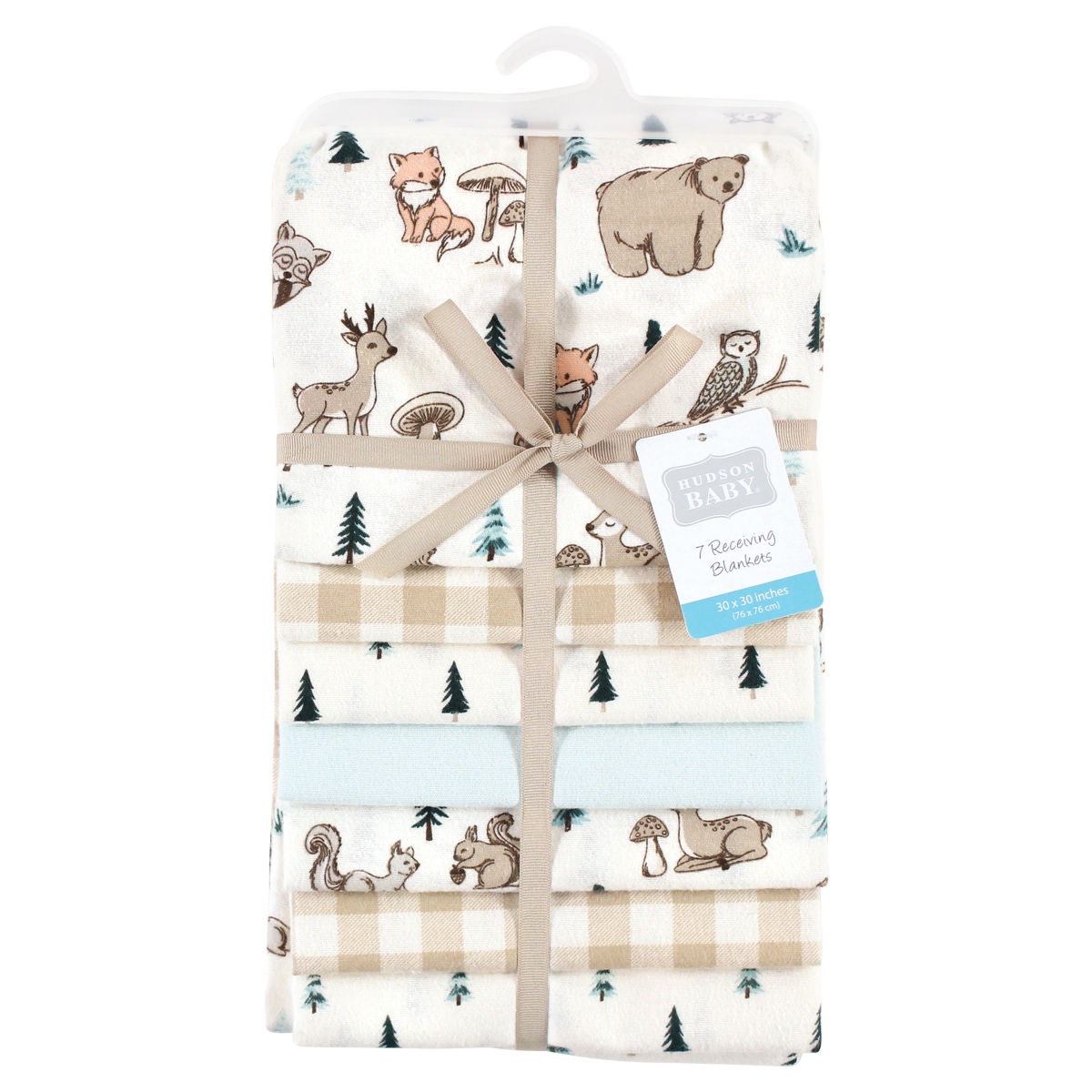 Hudson Baby Infant Boy Cotton Flannel Receiving Blankets Bundle, One Size - Boy woodland pals