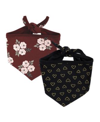 Luvable Friends Dog Reversible Pet Dog and Cat Bandana Bibs 2pk - Burgundy floral hearts 19$