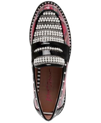 Women's Darian Pearl-Embellished Tailored Lug-Sole Loafers