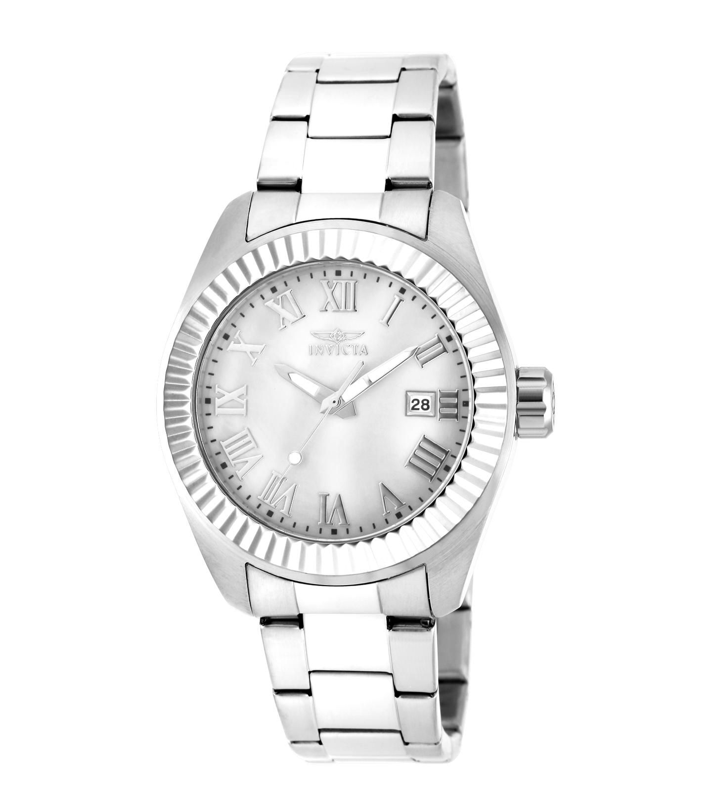 Женские часы Invicta Angel Quartz 3 Hand White Dial Stainless Steel Bracelet Watch — фото 1