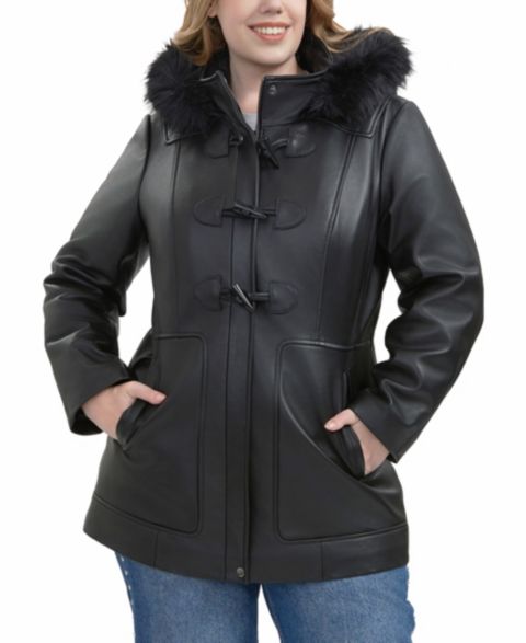 Женские куртки BGSD Plus Size Flora Leather Toggle Coat