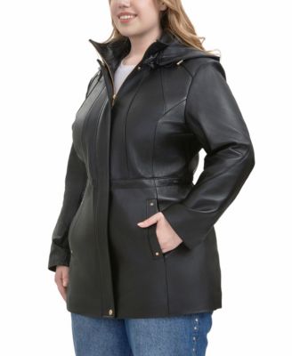 Plus Size Elena Leather Parka Coat