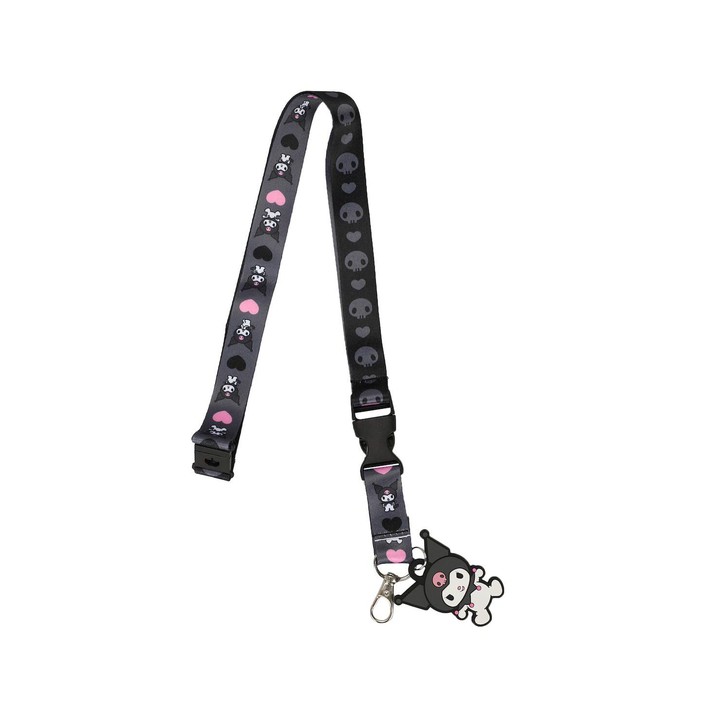 Женские брелоки Kuromi Hearts and Skulls Black Lanyard With Character Charm, цвет: Разноцветный — фото 1