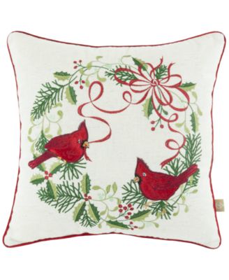 Lenox - Cardinal Wreath Decorative Pillow, 18" x 18"