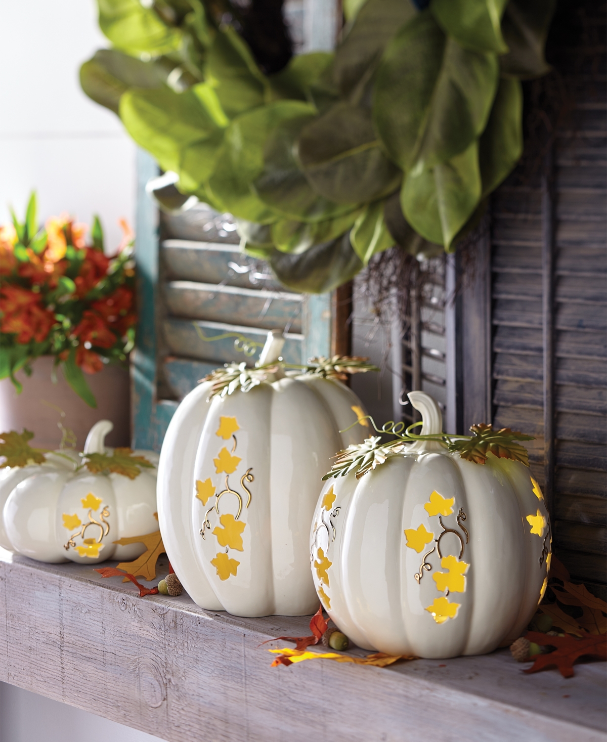 Lenox Lighted Pumpkin Medium Centerpiece In Ivory